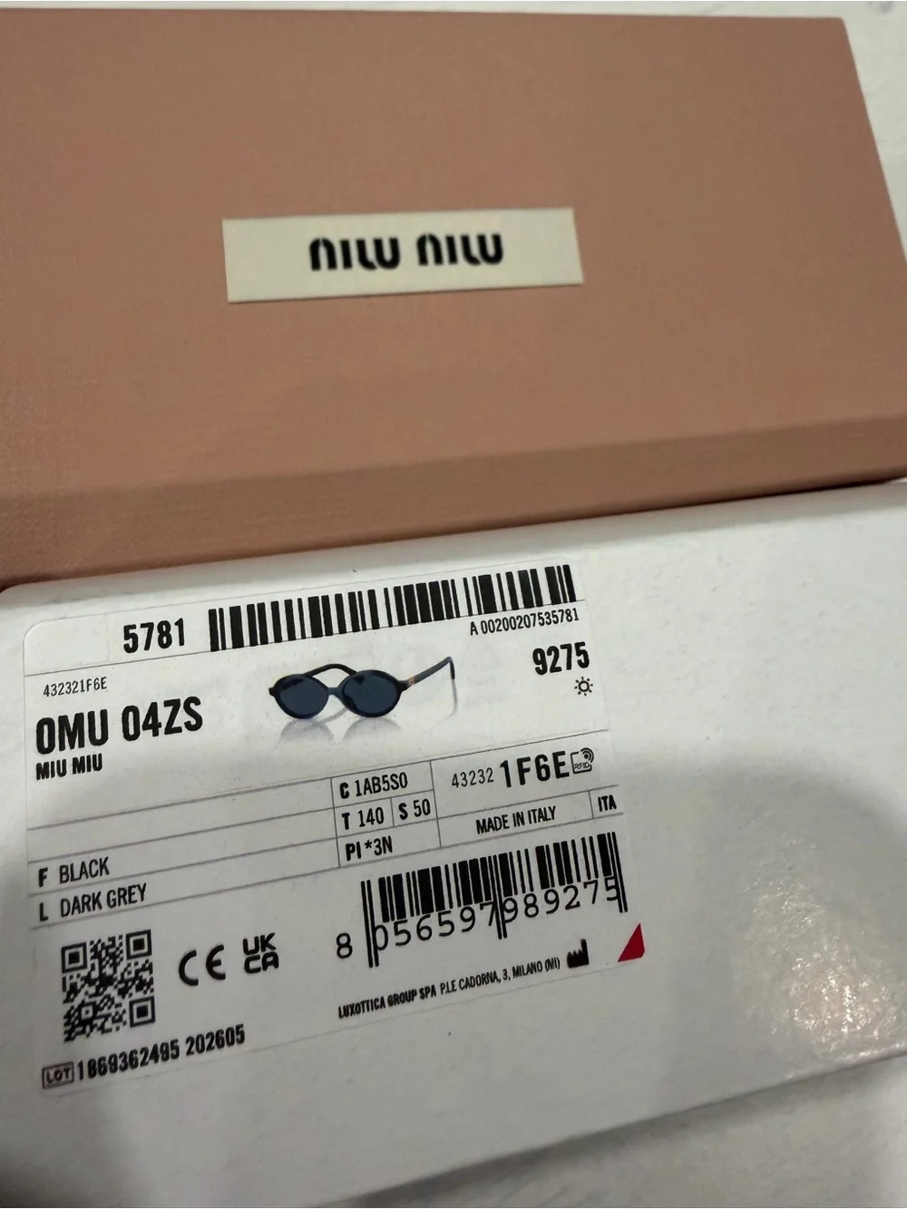 Miu Miu Black Oval Sunglasses with Pink Velvet Case